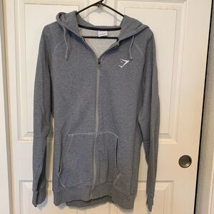 EUC Gymshark Grey Zip-Up Hooded Sweatshirt